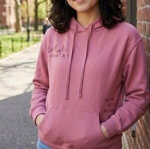 Vintage Aesthetic Friends TV Show Hoodie Pink New York City Skyline Oversized